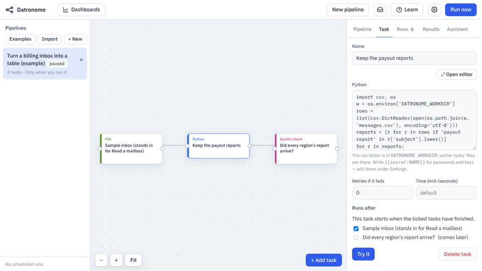A frame from the Turn a billing inbox into a table video