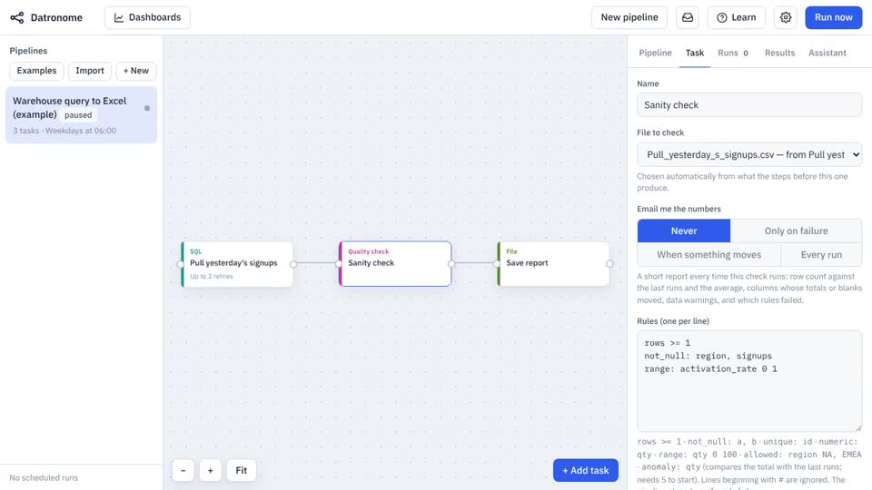A frame from the Warehouse query to Excel report video